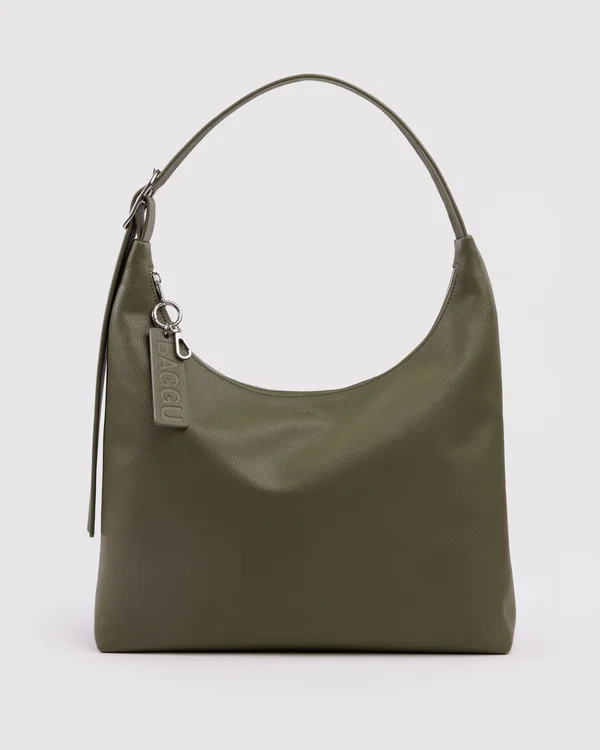 Recycled Leather Shoulder Bag - Loden