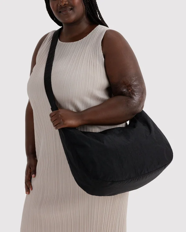 Large Nylon Crescent Bag - Black - Material: heavyweight-nylon