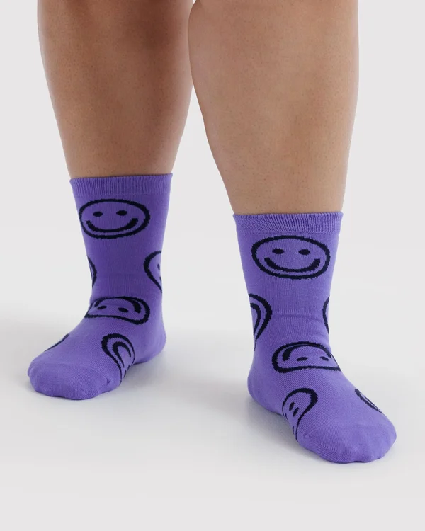 Crew Sock - Lavender Happy - Size: OS