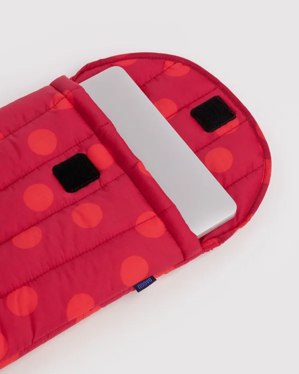 Puffy Laptop Sleeve 13"/14" - Red Polka Dot - Size: OS