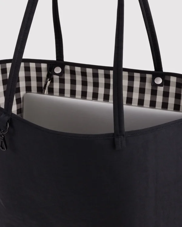 Large Nylon Reversible Tote - Black Mix