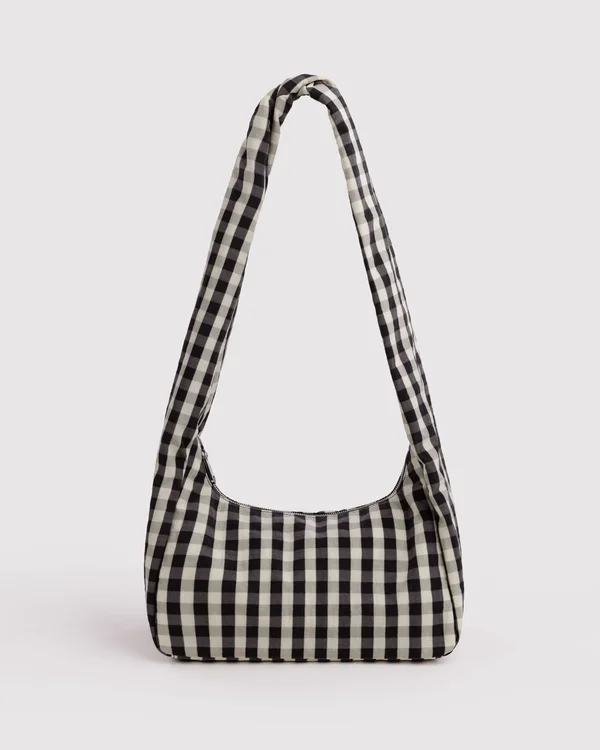 Nylon Meringue Bag - Black And Cream Gingham - Material: heavyweight-nylon