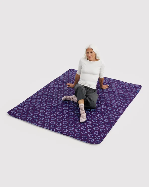 Puffy Picnic Blanket - Indigo Happy - Size: OS