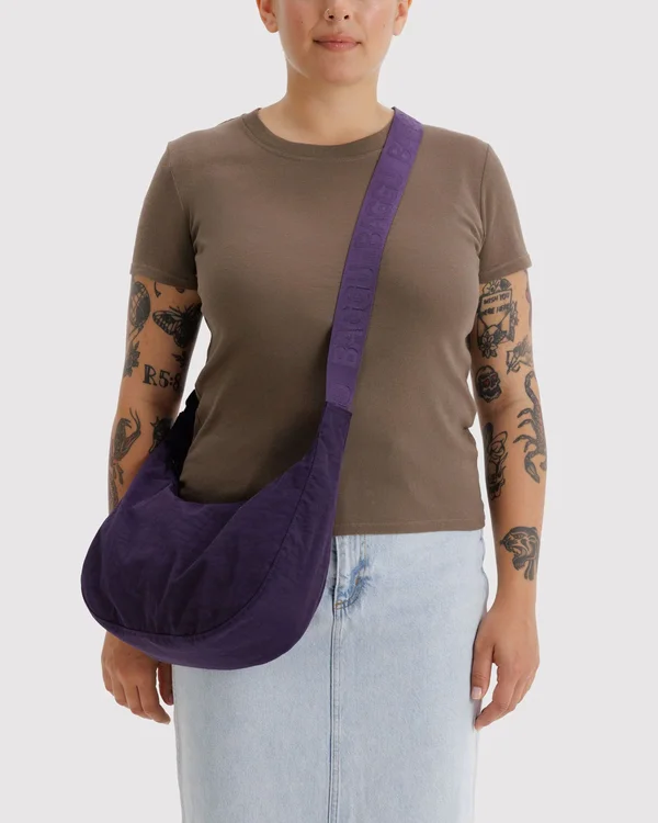 Medium Nylon Crescent Bag - Fig