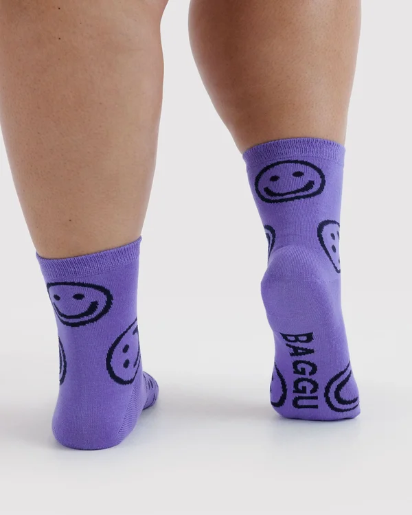 Crew Sock - Lavender Happy - Size: OS