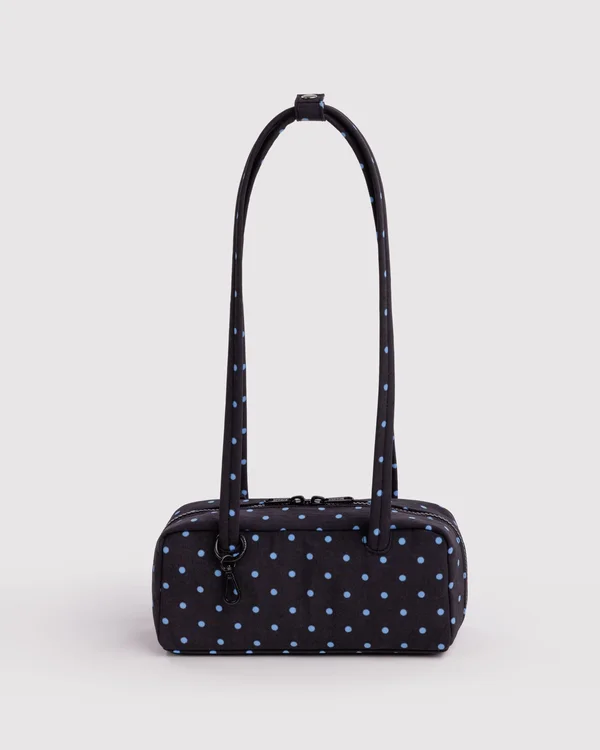 Small Nylon Bowler Bag - Black And Sky Blue Micro Dot - Size: OS