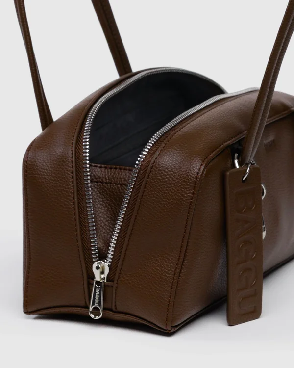 Small Recycled Leather Bowler Bag - Brown - Size: OS