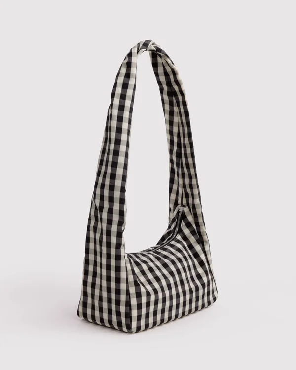 Nylon Meringue Bag - Black And Cream Gingham - Material: heavyweight-nylon