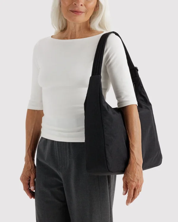 Nylon Shoulder Bag - Black - Material: heavyweight-nylon
