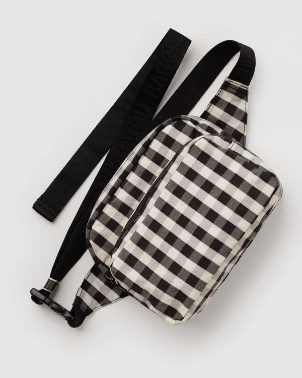 Fanny Pack - Black And Cream Gingham - Size: OS