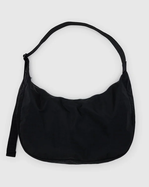 Large Nylon Crescent Bag - Black - Material: heavyweight-nylon